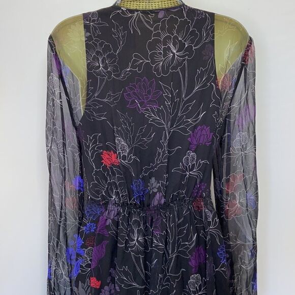Tahari Dress “Desi” Silk Chiffon Opal Jewel Tone Floral NWOT Sz 8 - Picture 8 of 9